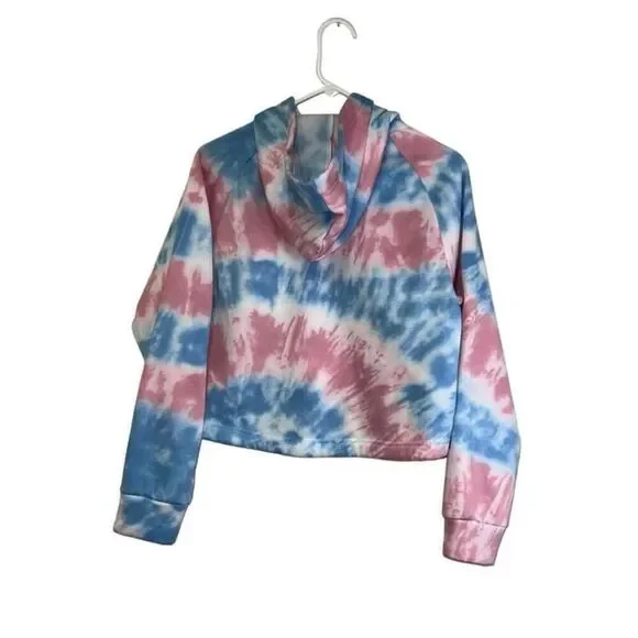 Women's Miss Posh Blue and Pink Tie Dye Cropped Hoodie Size L - Picture 2 of 4